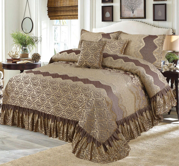 Fully quilted palachi velvet fabric 5pc bedspread