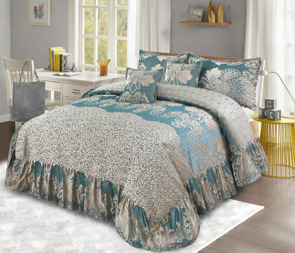 Fully quilted palachi velvet fabric 5pc bedspread