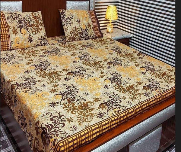 KING CRYSTAL COTTON SATTAN BEDSHEET 3 PCs