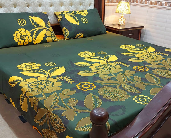 KING CRYSTAL COTTON SATTAN BEDSHEET 3 PCs