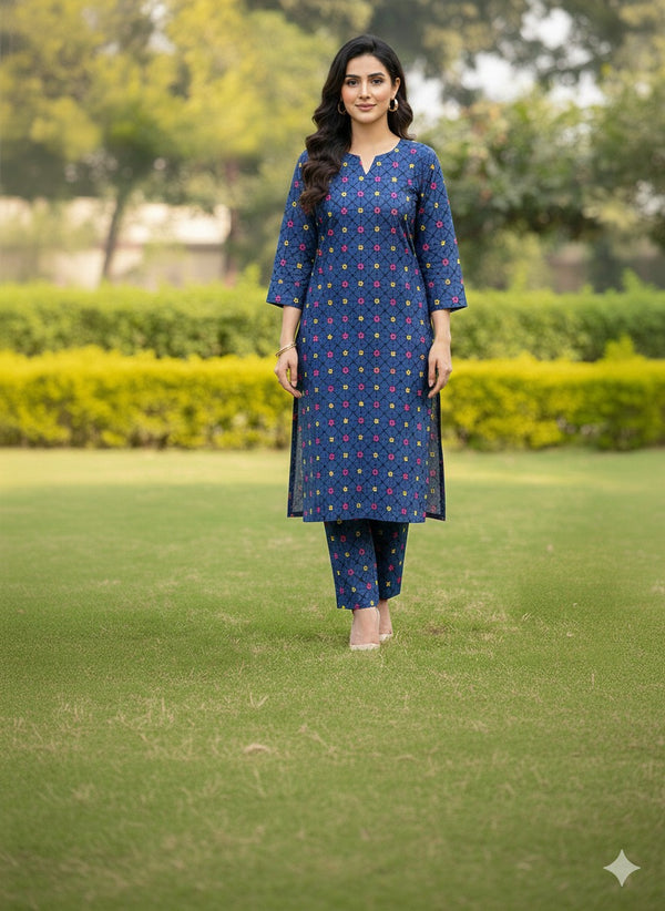 2 Piece Unstitched Digital Print Suit J-0015