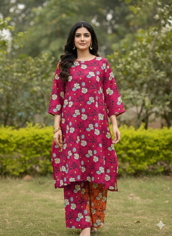 2 Piece Unstitched Digital Print Suit J-0011