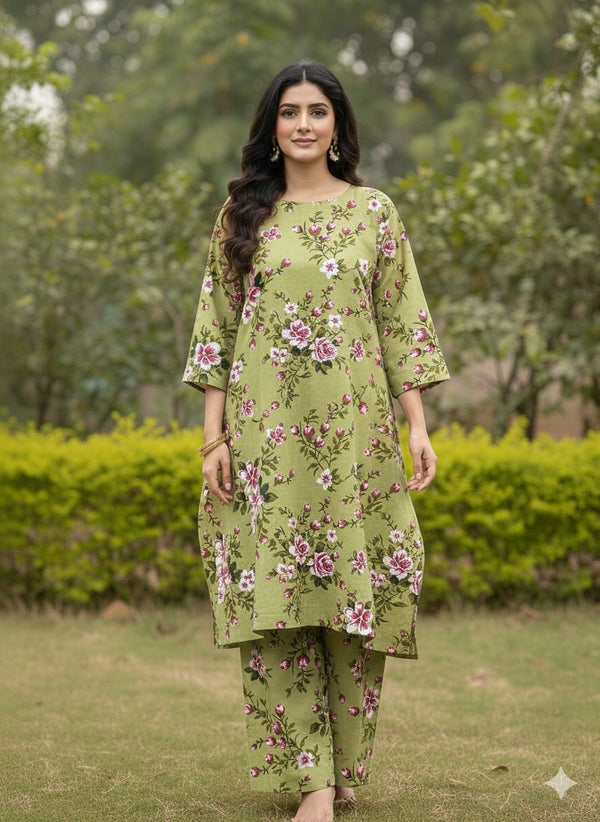 2 Piece Unstitched Digital Print Suit J-008