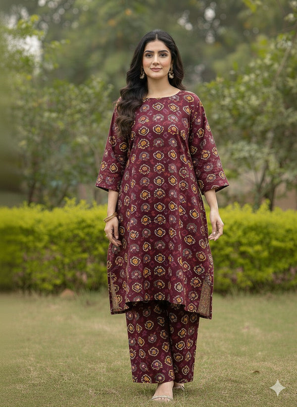 2 Piece Unstitched Digital Print Suit J-006