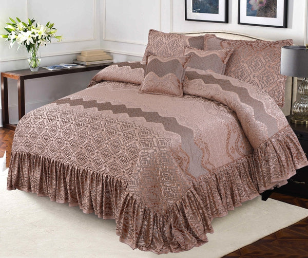 Fully quilted palachi velvet fabric 5pc bedspread