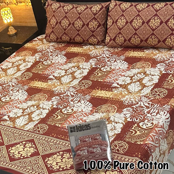 Printed 3 PCs Bedsheet Set